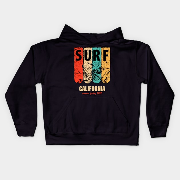 Surfing 2020 summer feeling california Kids Hoodie by Macphisto Shirts